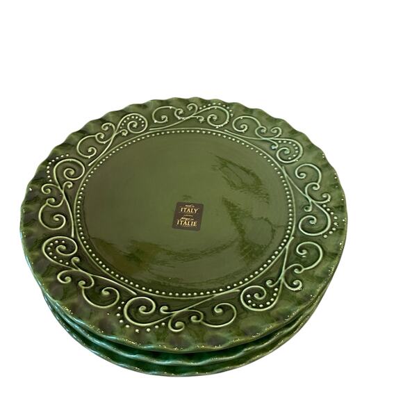 Maioliche Jessica Made in Italy Christmas Dinner Plates 11" Set 4 Holiday Green - Picture 14 of 16